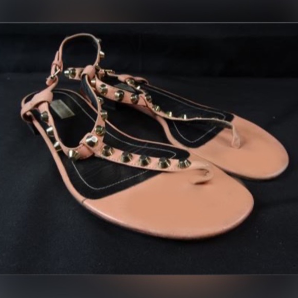 Balenciaga Women's Pink Studded T-Bar Sandals Size: 38 - Picture 2 of 14